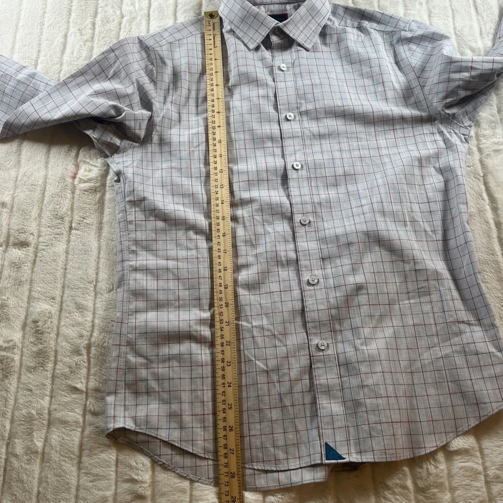 UNTUCKit Shirt Mens Medium Gray Window Pane Button Down Long Sleeve‎